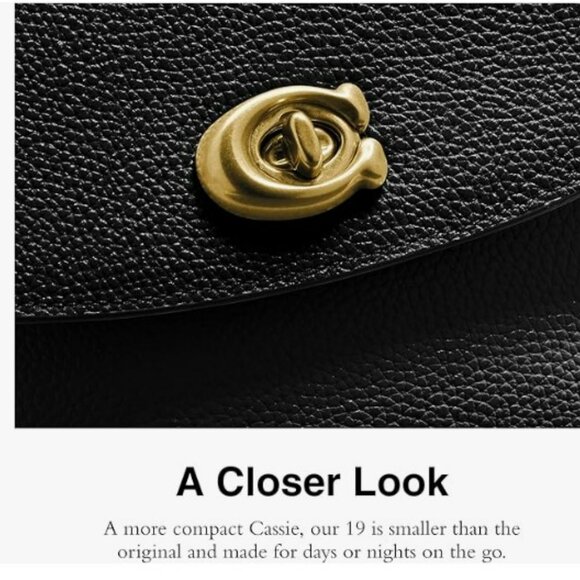 NWT Coach Polished Pebbled Leather Cassie Crossbody 19 in Black - Picture 2 of 5